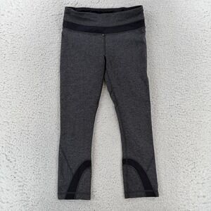 Lululemon Run Inspire Crop II Leggings Womens 4 Gray Herringbone Yoga Athletic